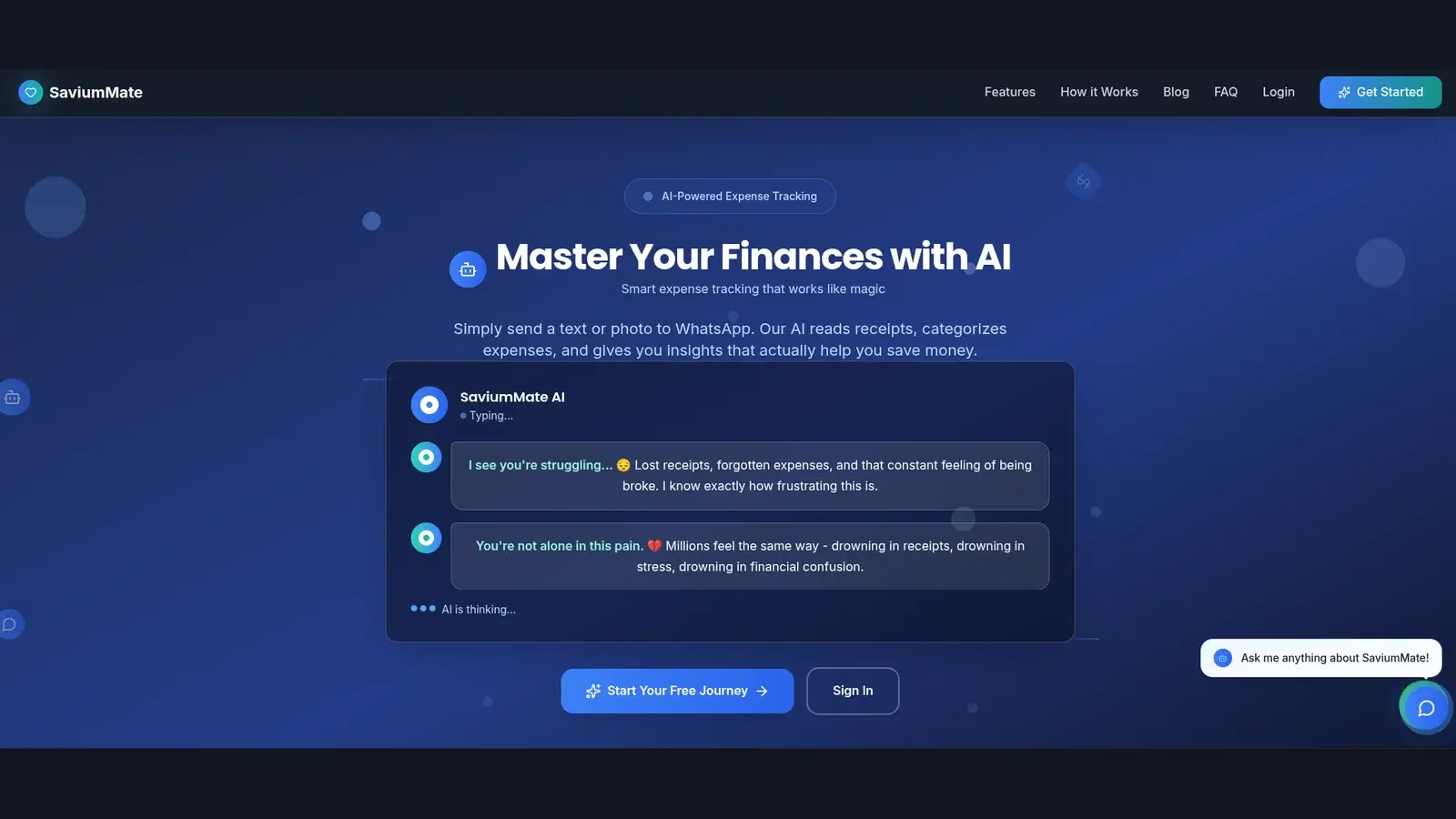 SaviumMate live finance assistant interface